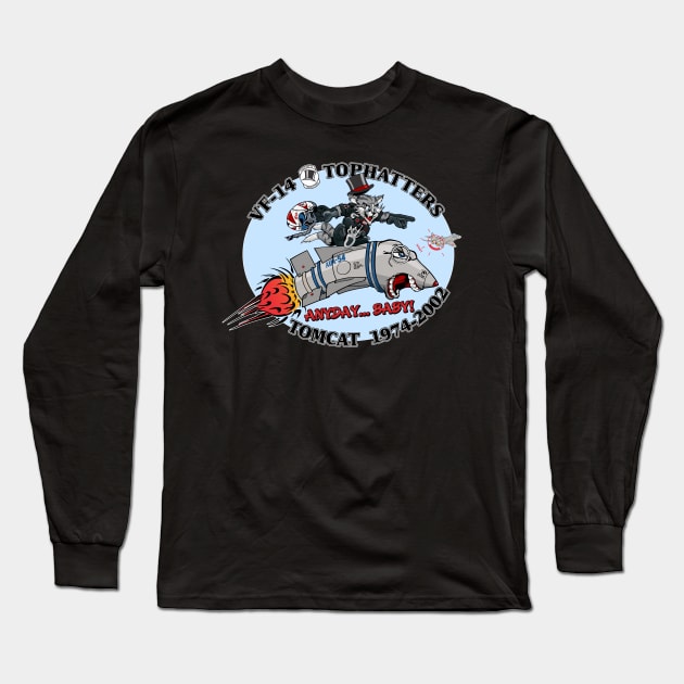 VF-14 Tophatters Nose Art Long Sleeve T-Shirt by MBK